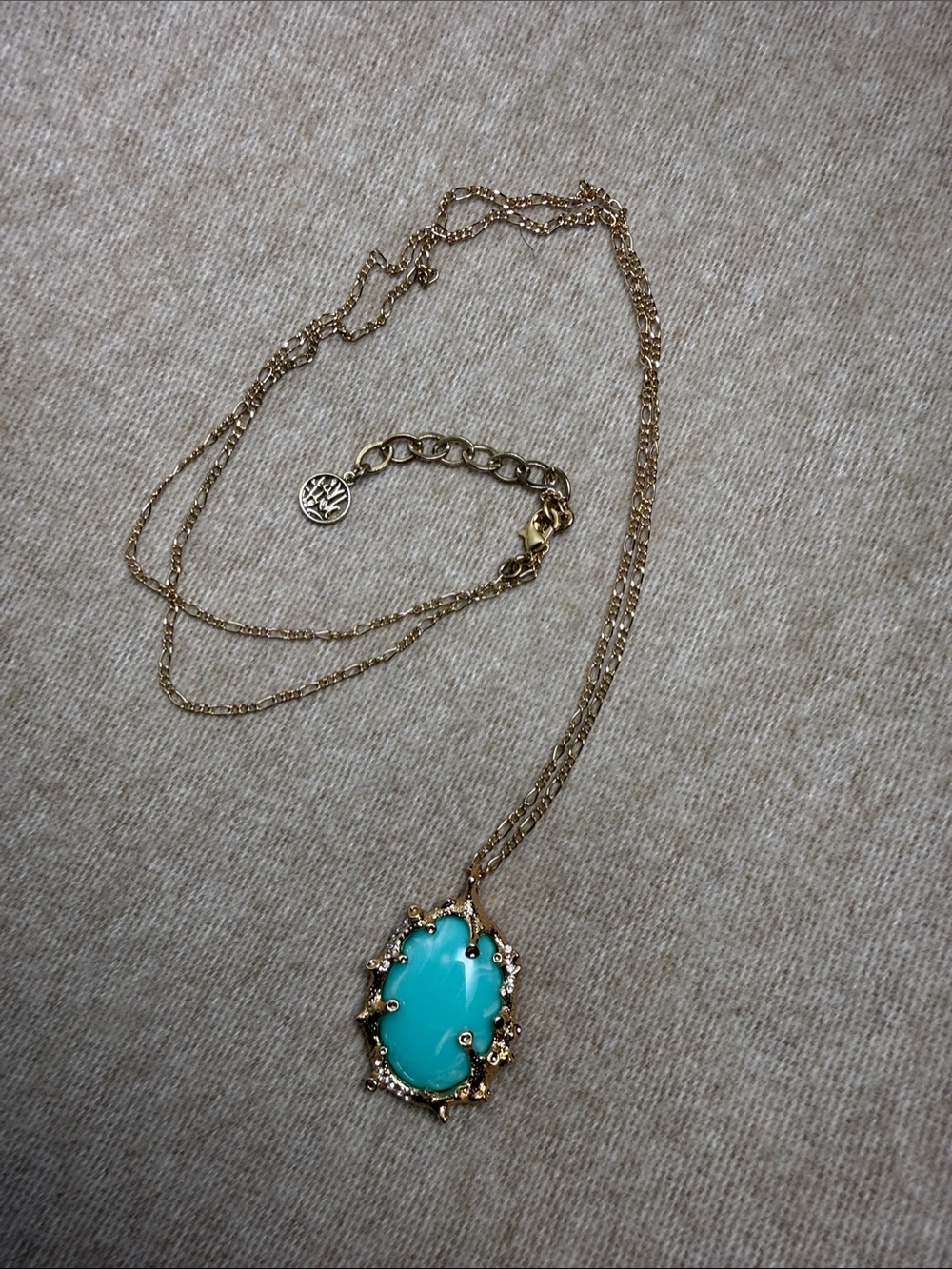 Lilly Pulitzer 30in. Gold-Tone Necklace with Turquoise Blue Stone Pendant